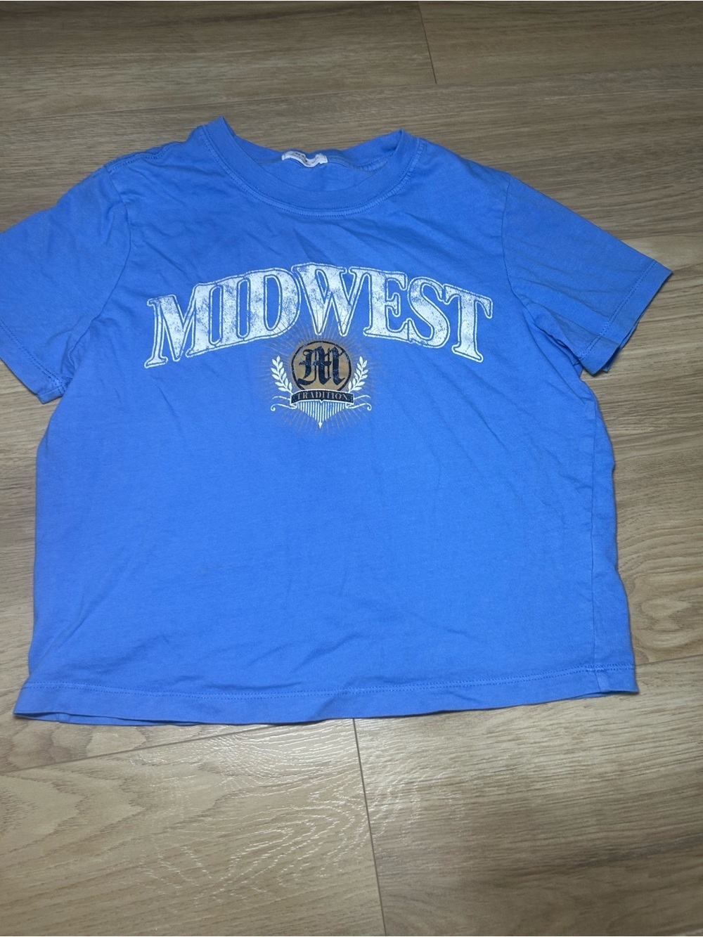 Ardene Bright Blue Graphic Tee with White Print